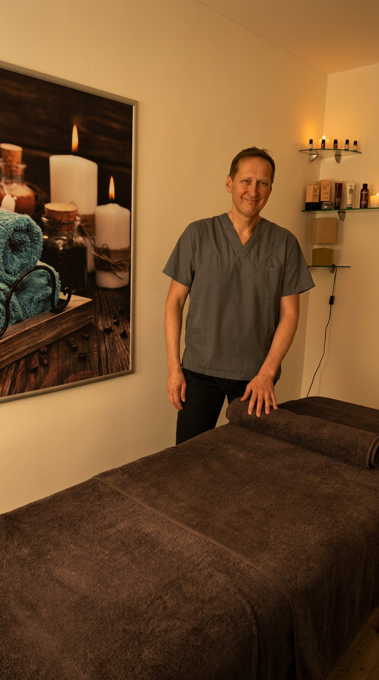 Nikolay Girdyuk in seinem Massagestudio in Wilhelmshaven